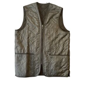 Barbour Polarquilt Waistcoat Zip-In Liner Olive Green Size Large Quilted Vest